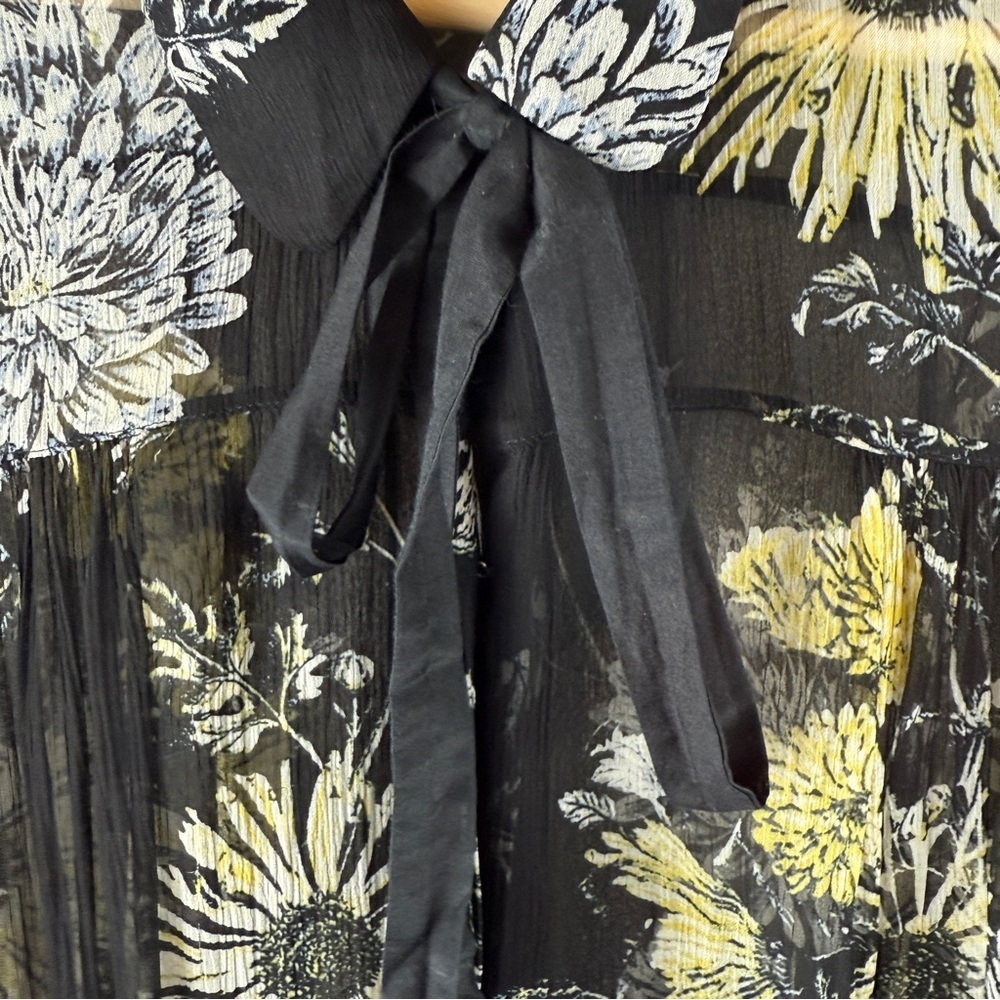 baum und pferdgarten sheer floral tie neck blouse top black floral size 42 - Picture 9 of 10